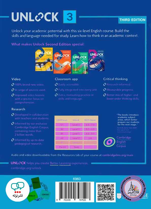 کتاب آموزش زبان انگلیسی Unlock 3 third Edition Reading & Writing