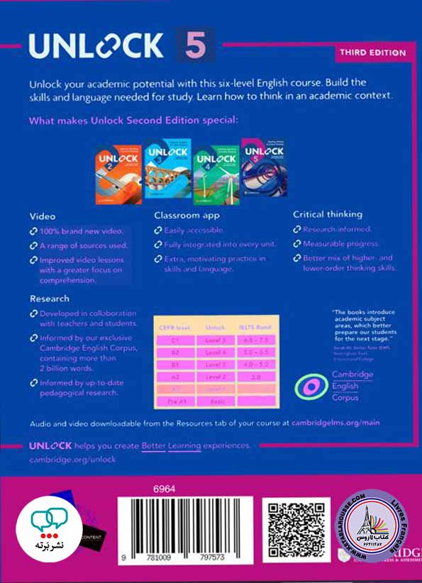 کتاب آموزش زبان انگلیسی Unlock 5 third Edition Reading Writing