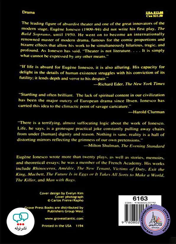 کتاب نمایشنامه انگلیسی The Bald Soprano and Other Plays