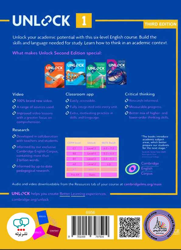 کتاب آموزش زبان انگلیسی   Unlock1 third Edition - Reading & Writing